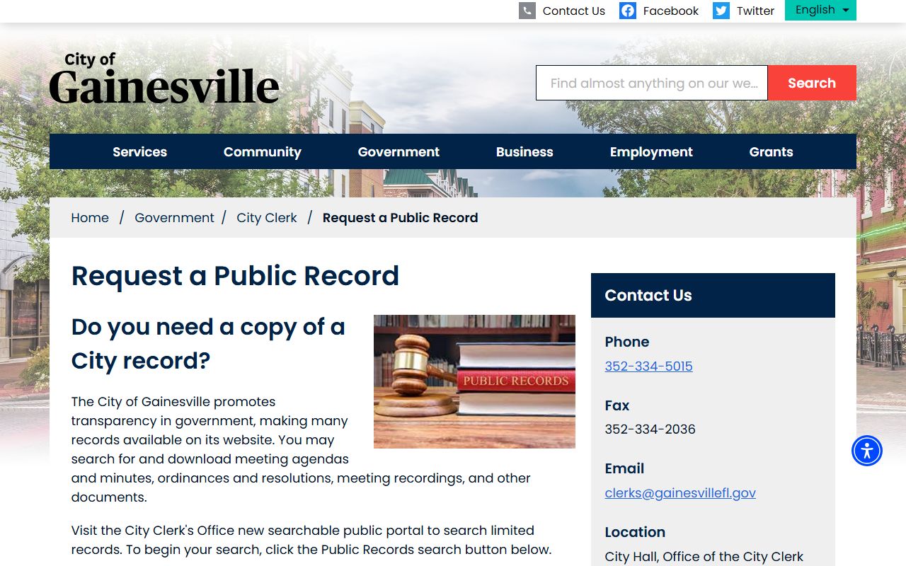 Gainesville public records request info phone directory