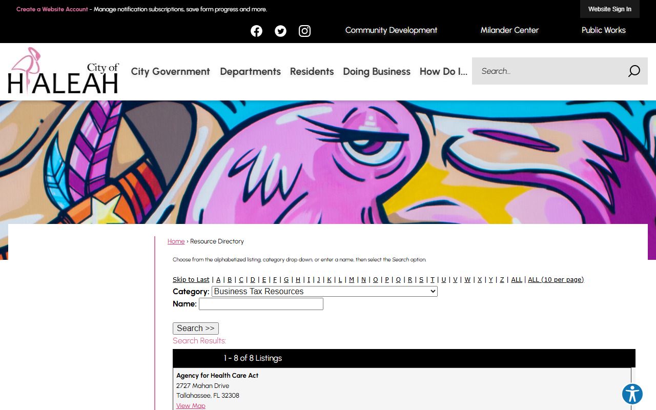 Hialeah phone directory resource listing for local agencies