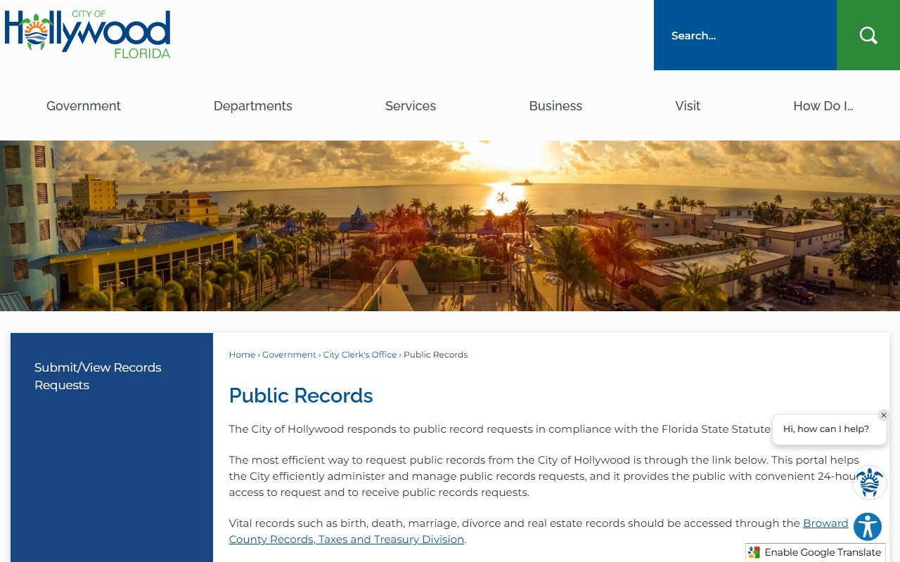 Hollywood phone directory public records information page