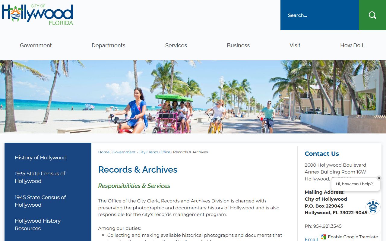 Hollywood phone directory records and archives page