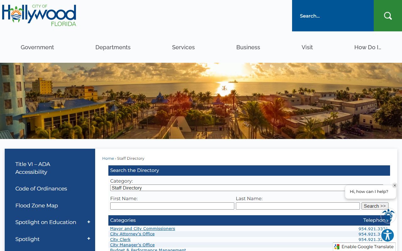 Hollywood phone directory staff directory page