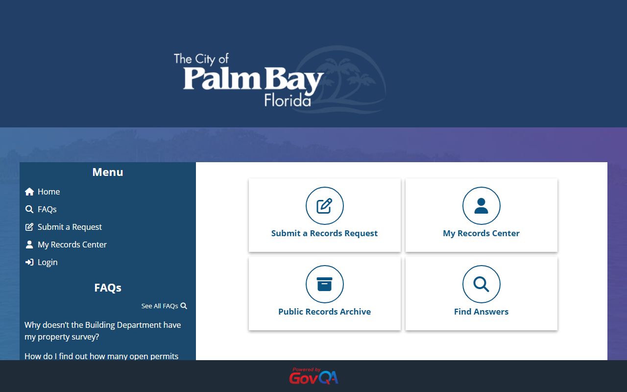 Palm Bay public records portal phone directory