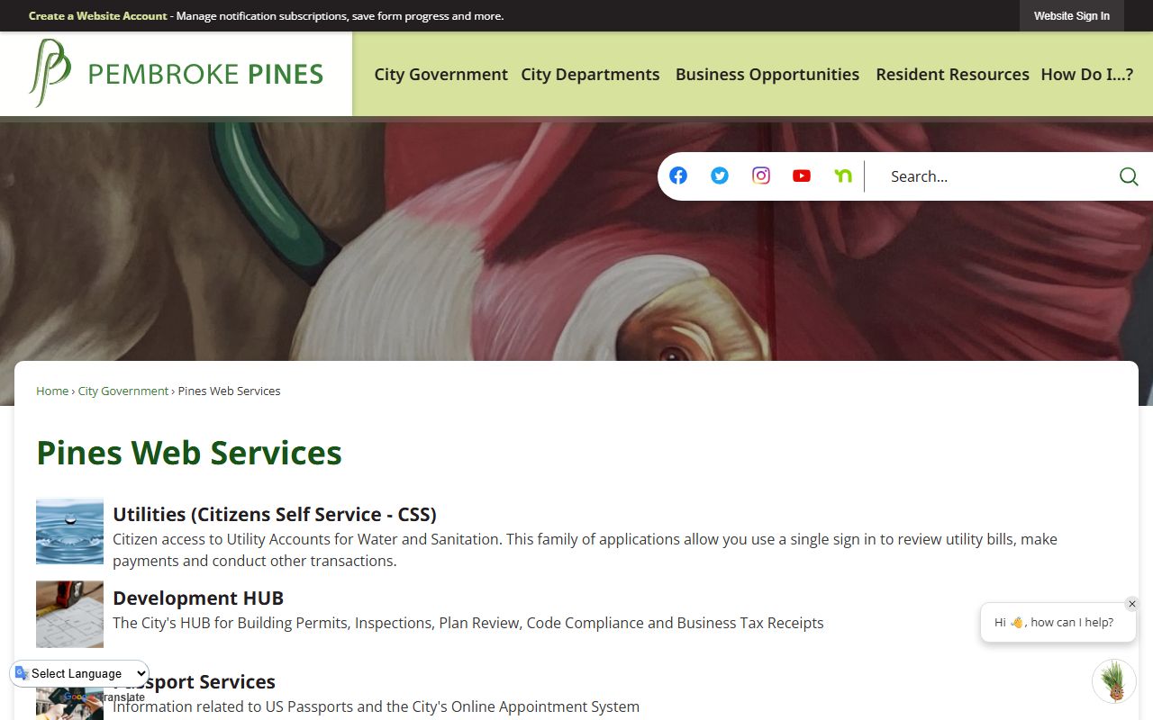 Pembroke Pines phone directory Pines Web Services online tools