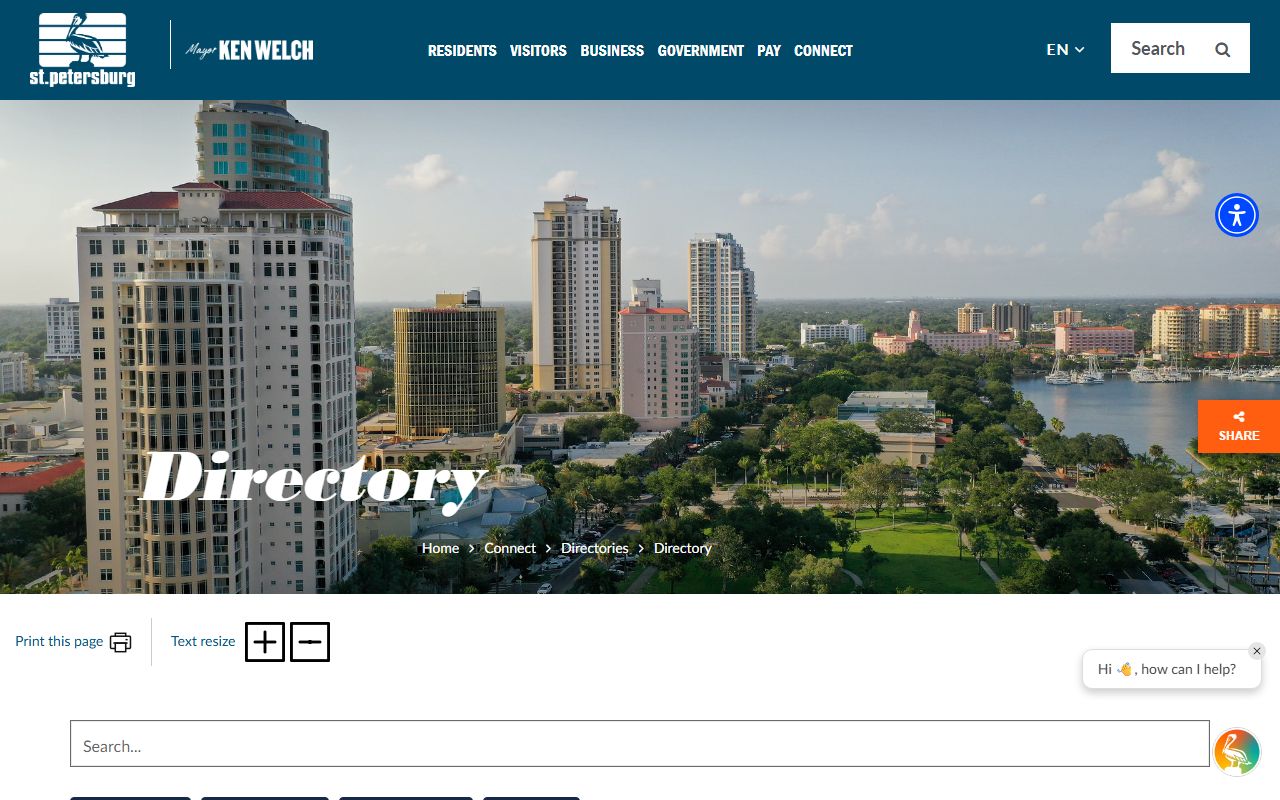 St. Petersburg city directory phone directory page listing department contacts