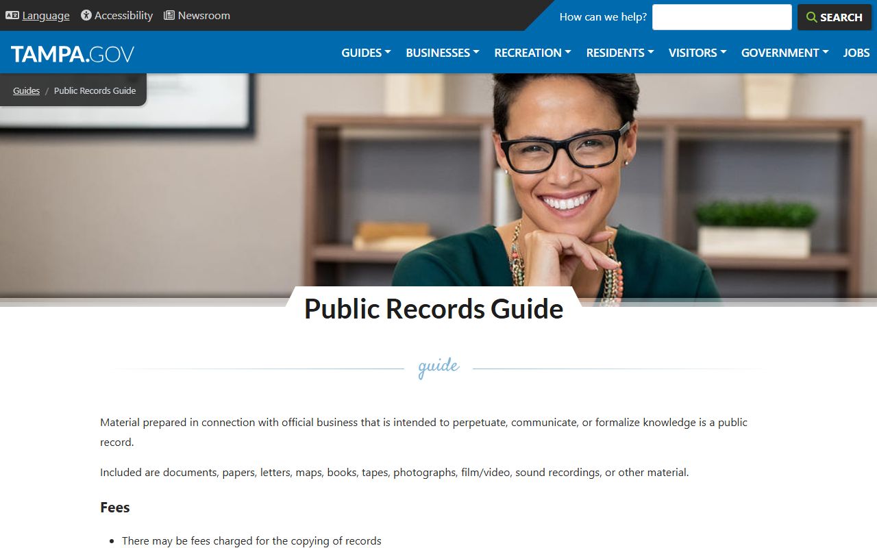 Tampa public records guide and phone directory for records requests