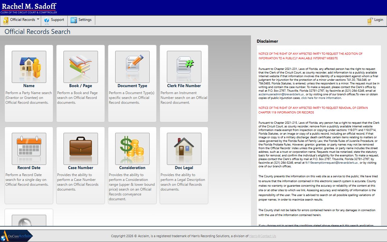 Brevard County AcclaimWeb official records search for deeds and mortgages