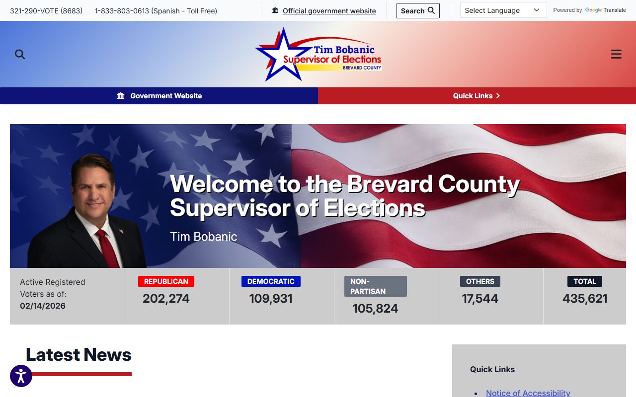 Brevard County Supervisor of Elections voter information and registration page