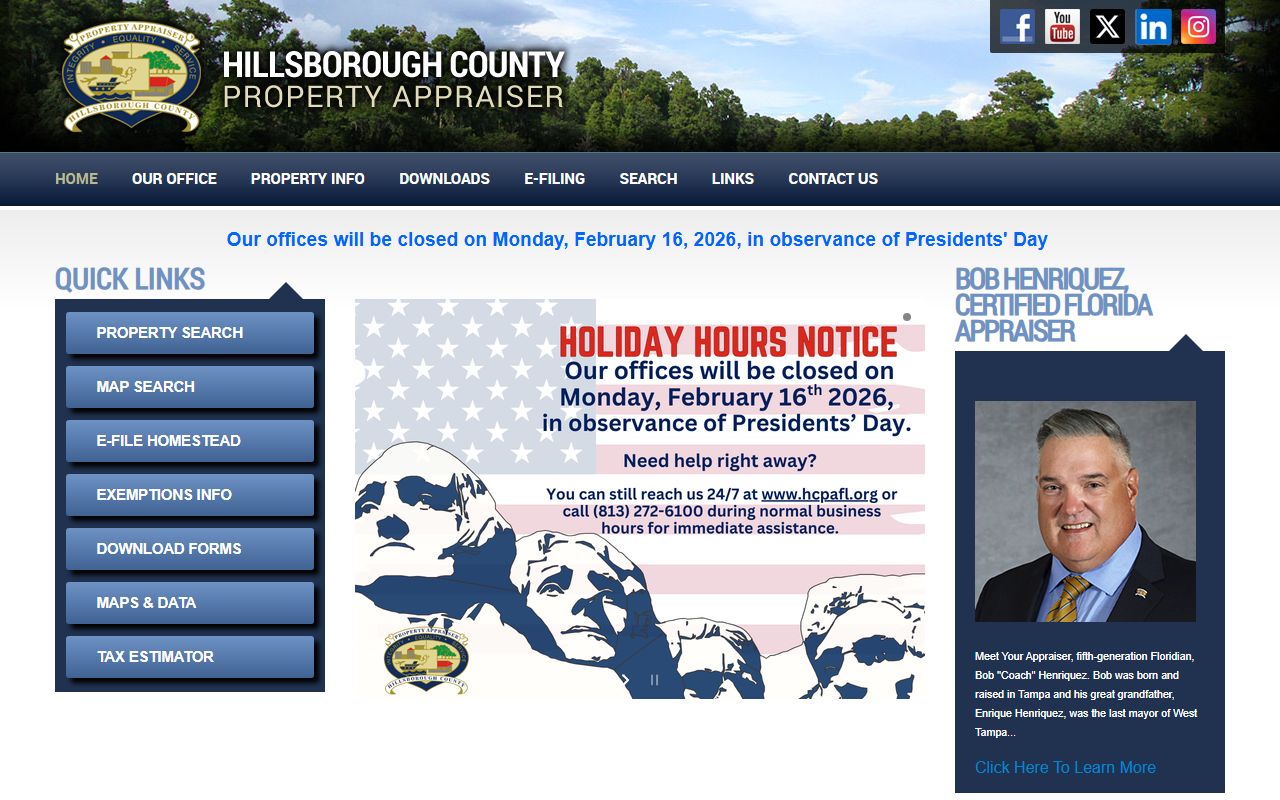 Hillsborough County Property Appraiser search tool for property records and contacts
