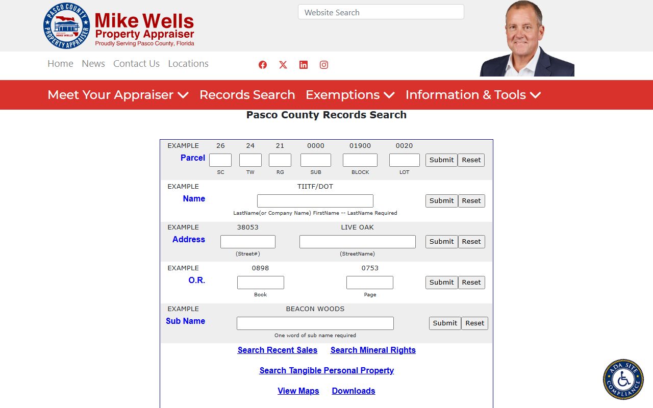 Pasco County property appraiser search tool for ownership and value lookups