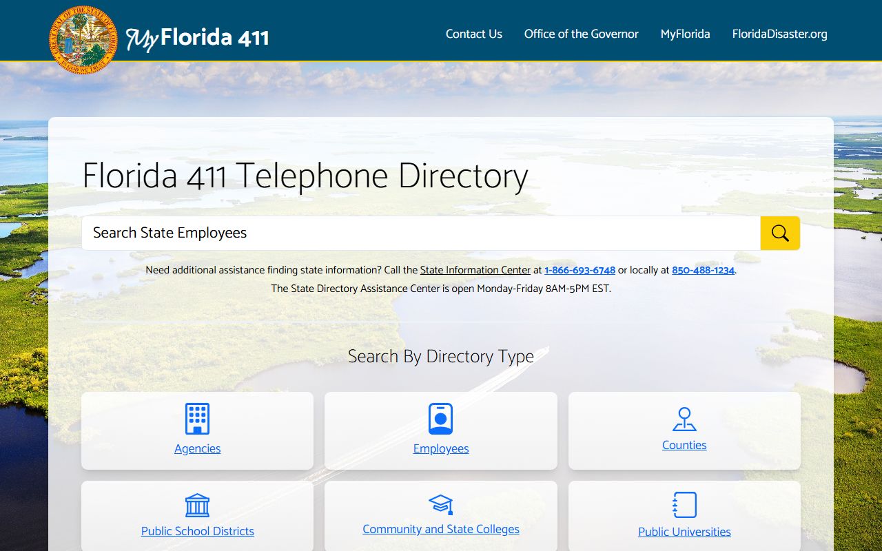 Florida MyFlorida 411 phone directory search portal
